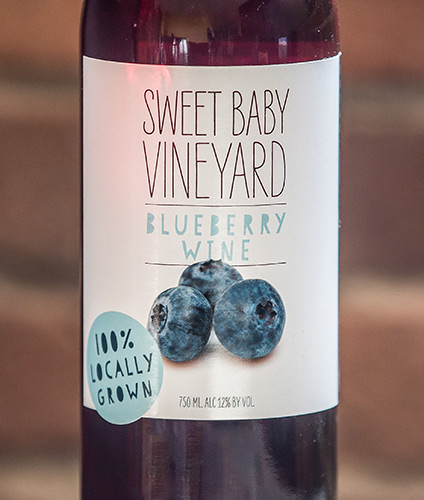 blueberry wine label by Sweet Baby Vineyard